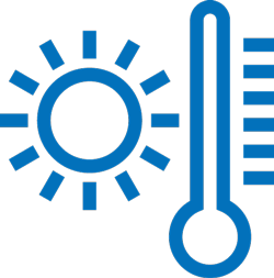 Illustration av en sol och termometer