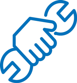 Illustration av hand med skiftnyckel